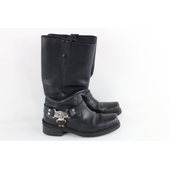 Vintage 90s Harley Davidson Mens 9 Leather Eagle Pull On Engineer Boots Black main image 9